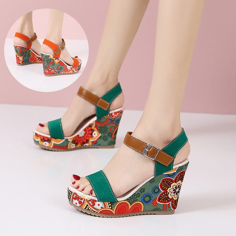 OrthoCare Floral Embroidered High Heel Sandals - Unique Elegance