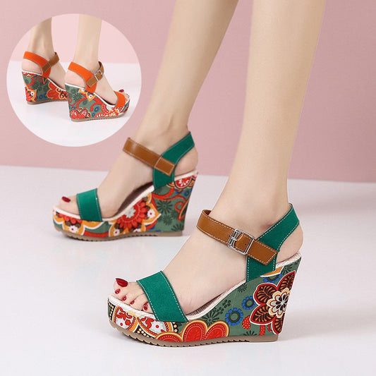 OrthoCare Floral Embroidered High Heel Sandals - Unique Elegance