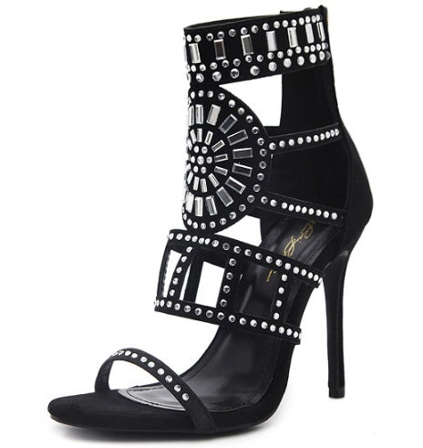 OrthoCare Rhinestone High-Heeled Sandals - Unique Elegance