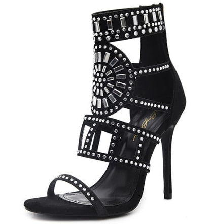 OrthoCare Rhinestone High-Heeled Sandals - Unique Elegance