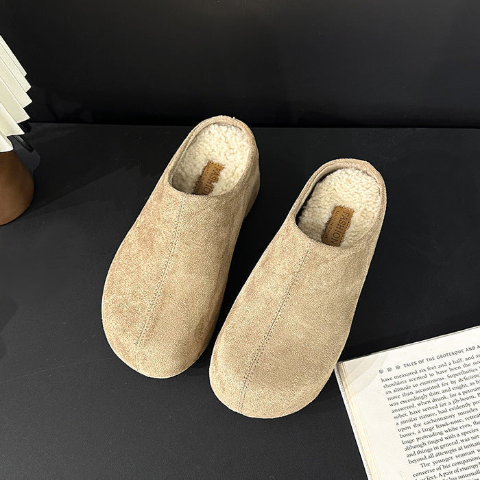 OrthoCare Trendy Chunky-Heeled Slippers With Faux Fur Lining