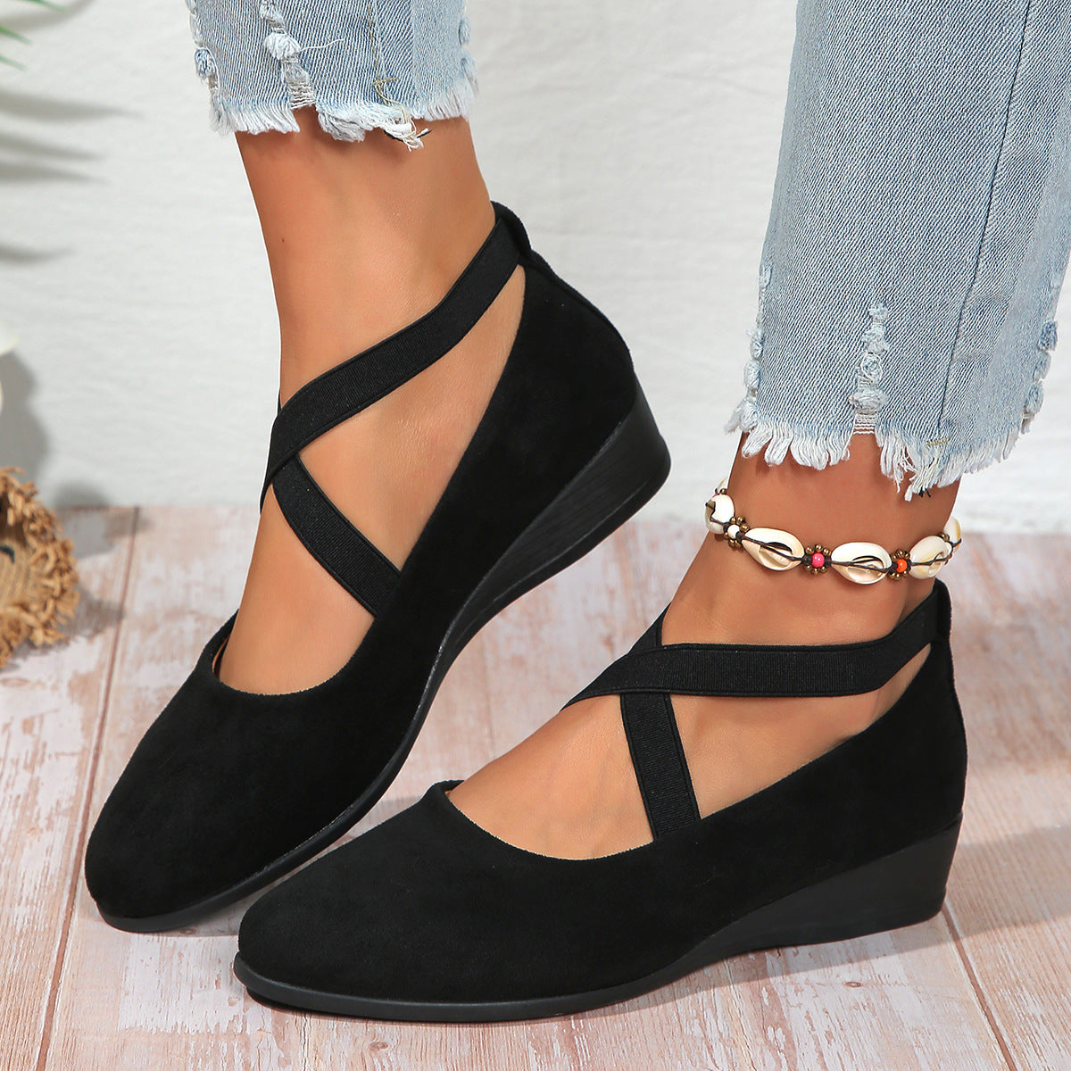 OrthoCare Cross Strap Comfort Flats – Stylish Support Everyday Shoes