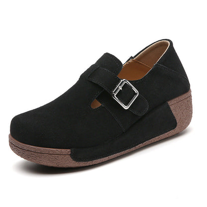 Orthopedic Suede Buckle Loafers – Adjustable Comfort Slip-On Walking Shoes