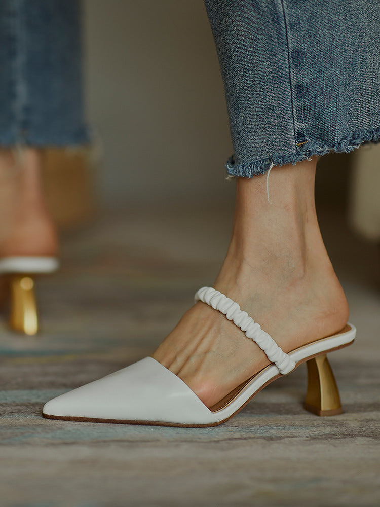 Amabel | Women’s Orthopedic Pointed Toe Elastic Strap Mule Pumps