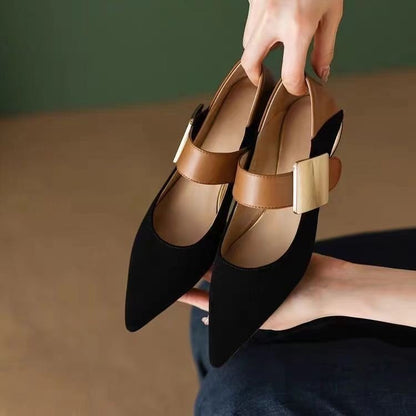 OrthoCare Chunky Heels With Metal Buckle And Colorblock