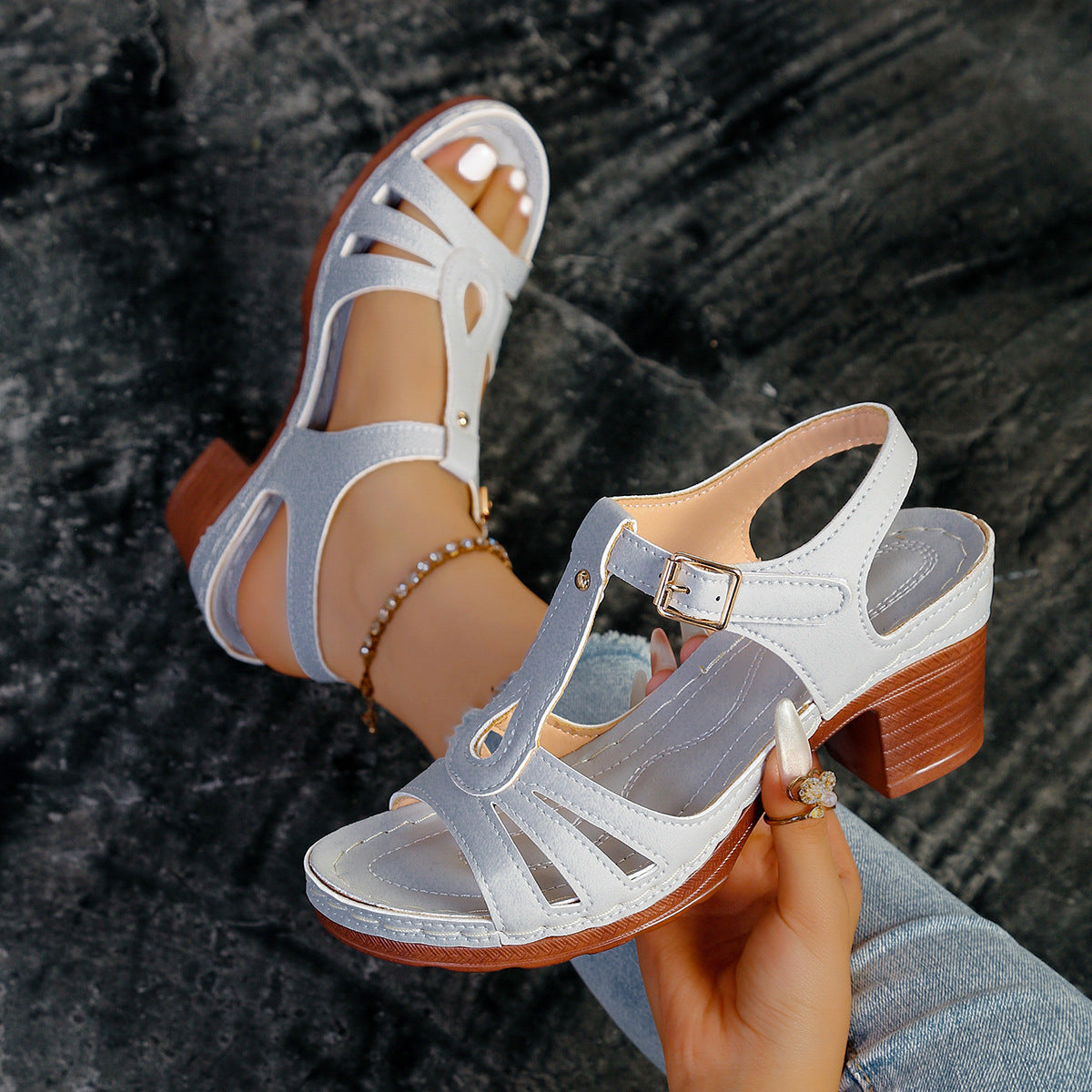 Lenoria | Women’s Orthopedic Vintage Cutout Block Heel Sandals