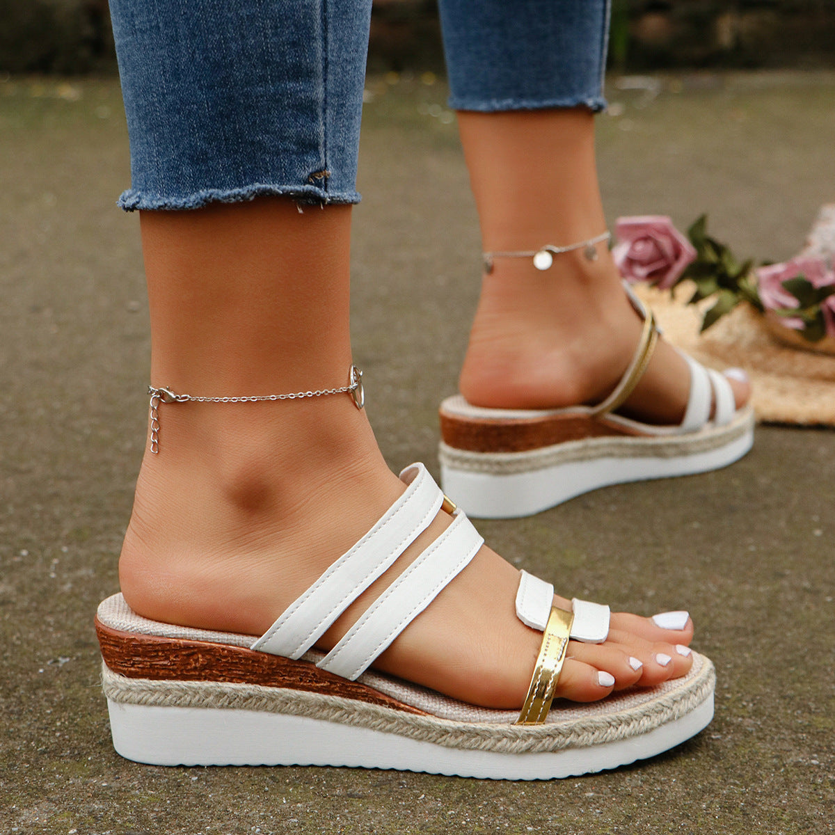 OrthoCare Unique Colorblock Wedge Sandals For Summer -