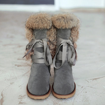 Seraphina | Orthopedic Ribbon-Lace Fur Suede Winter Boots