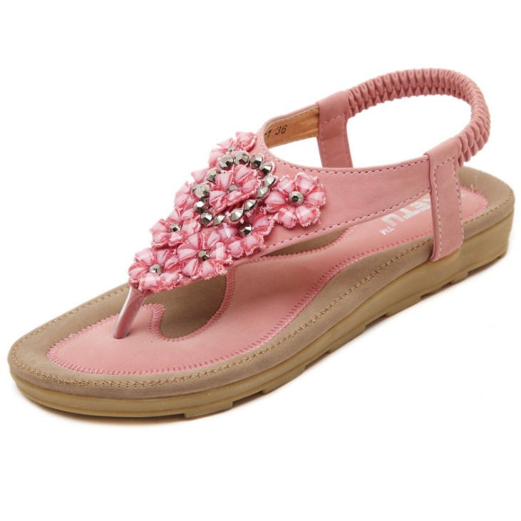 OrthoCare Summer Sandals With Rhinestones And Flowers - Plus Size