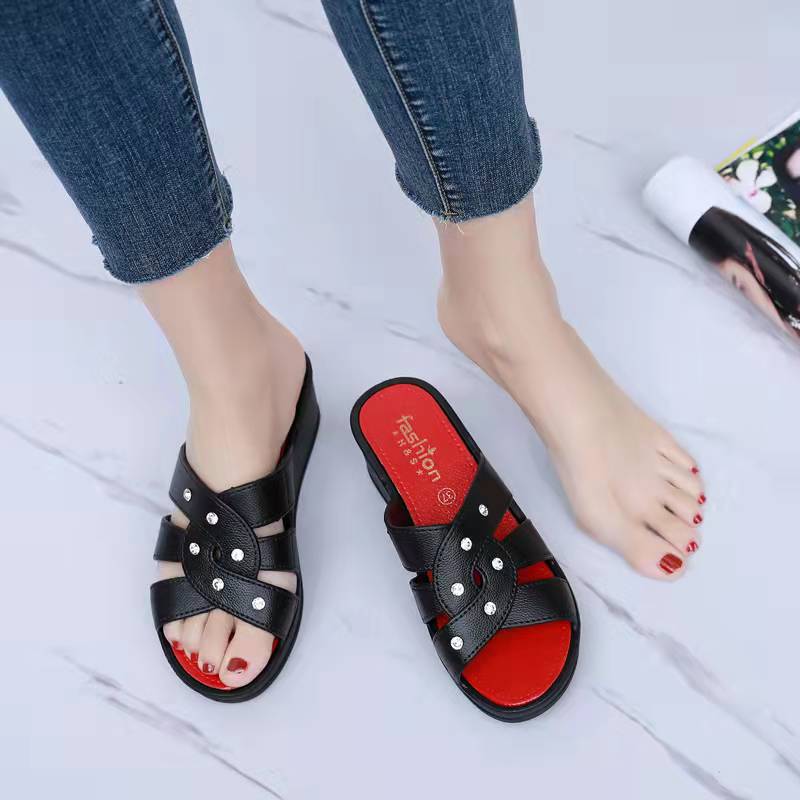 Serenella | Women’s Orthopedic Studded Cross Strap Comfort Slide Sandals