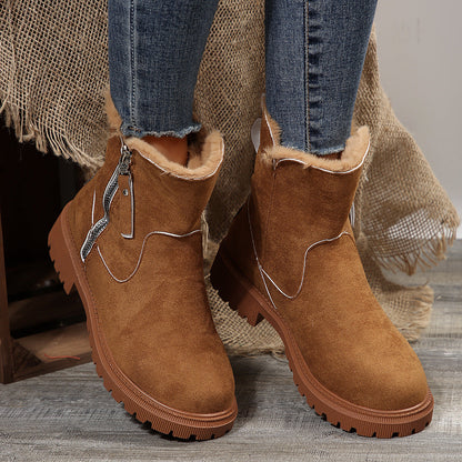 Sabrina | Orthopedic Fur-Collar Suede Side-Zip Chunky Winter Boots