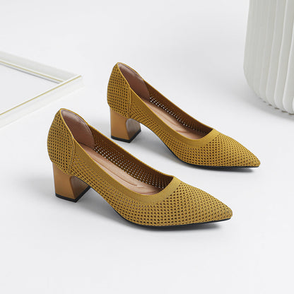Quincy | Women’s Orthopedic Woven Pointed Toe Block Heel Pumps
