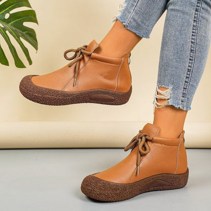OrthoCare Vintage Lace-Up Ankle Boots – Soft Leather Comfort Walking Shoes