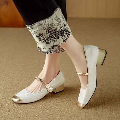 OrthoCare | Square Toe Mary Jane Low Heel Flats