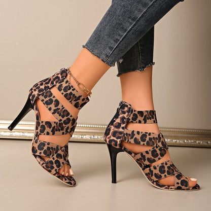 OrthoCare Leopard Print Pointed Toe High Heel Sandals