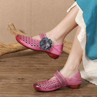 OrthoCare Floral Cutout Flats – Vintage Handmade Comfort Shoes