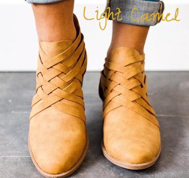 OrthoCare Short Ankle Boots With A Chunky Heel And Unique Design