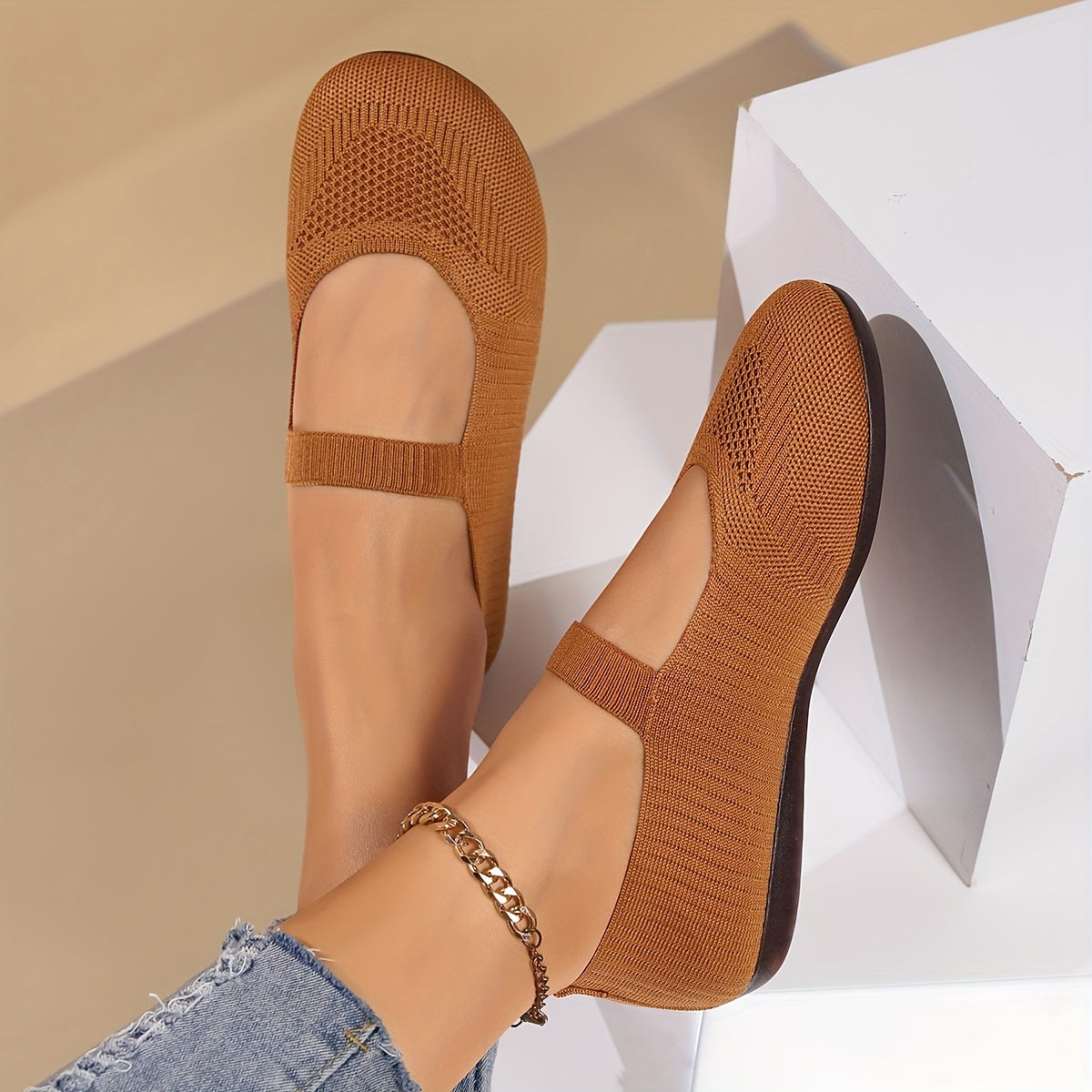 Cameron | Orthopedic Mary Jane Knit Flats – Lightweight Everyday Comfort