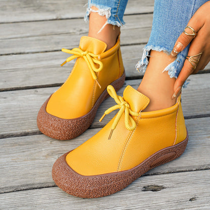 OrthoCare Vintage Lace-Up Ankle Boots – Soft Leather Comfort Walking Shoes