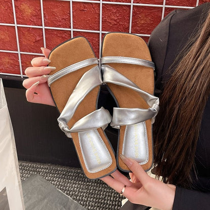 OrthoCare | Cross Strap Cork Footbed Slide Sandals