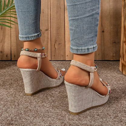Ivera | Women’s Orthopedic Boho Beaded Wedge Sandals