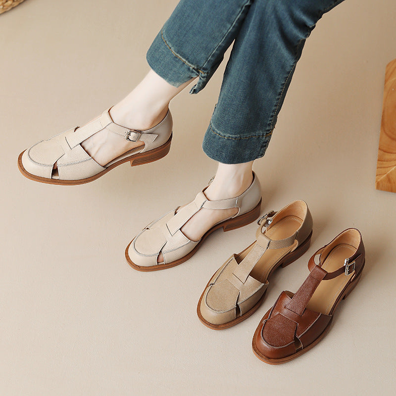 OrthoCare Retro Flat Sandals With Hollow Toe Box