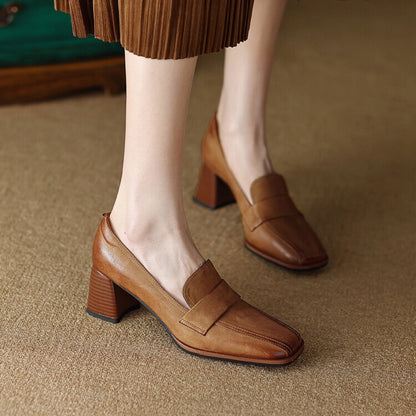 OrthoCare Low-Cut Shoes With Thick, Square Heels - Unique Elegance