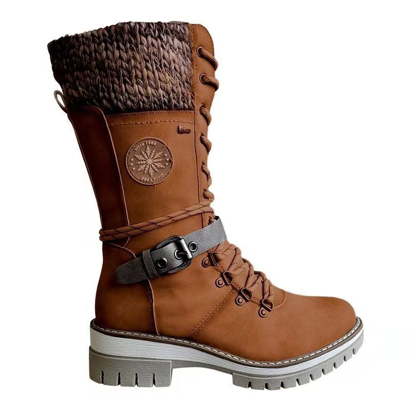 Makoto | Knit-Cuff Lace-Up Orthopedic Winter Boots