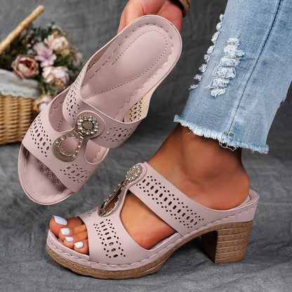 Jovielle | Women’s Orthopedic Cutout Block Heel Mule Sandals