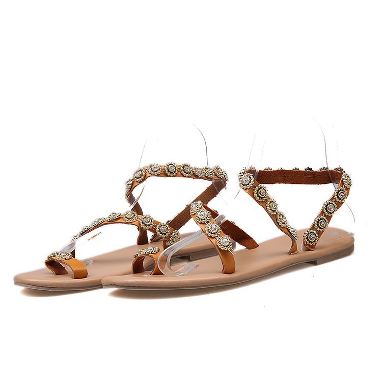 OrthoCare Boho Mule Sandals With Rhinestones - Unique Elegance