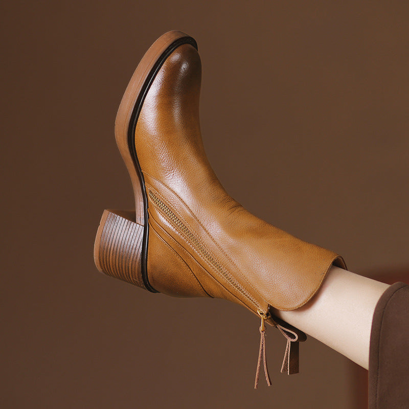 Megan | Classic Leather Block-Heel Orthopedic Ankle Boots