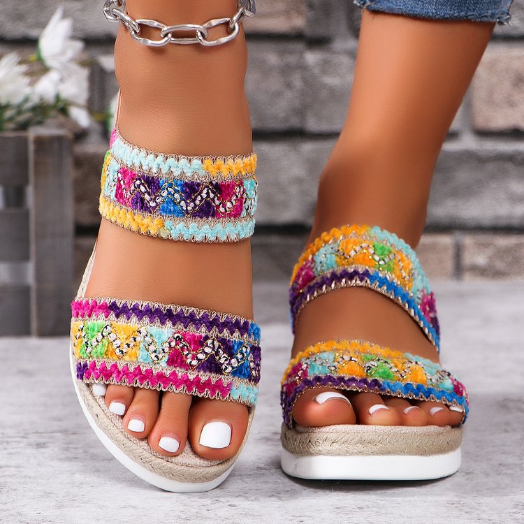 OrthoCare Woven Sandals With A Wavy Pattern - Unique Ethnic Style
