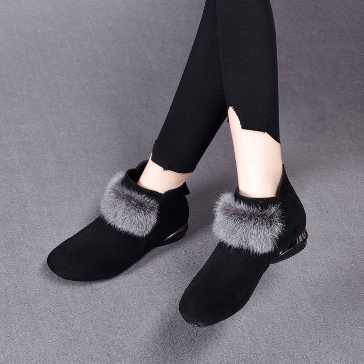 Maarja | Faux-Fur Trim Orthopedic Comfort Ankle Boots