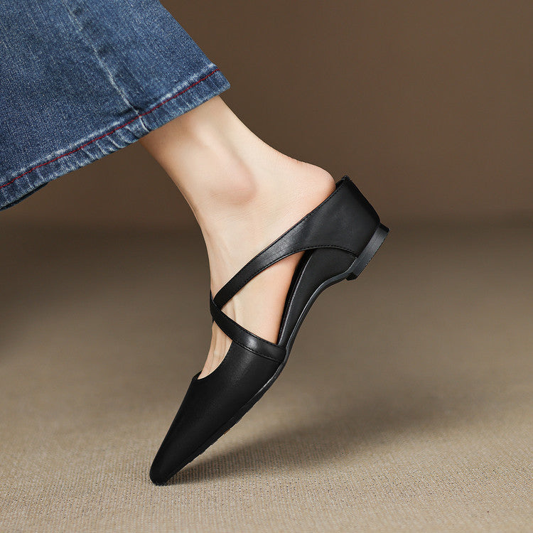 OrthoCare Cowhide Mules - Pointed Toe Comfort