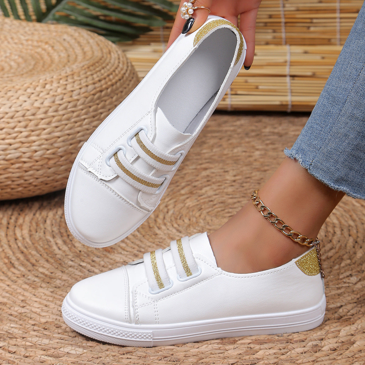 OrthoCare Women’s White Velcro Sneakers – Lightweight Casual Comfort Shoes