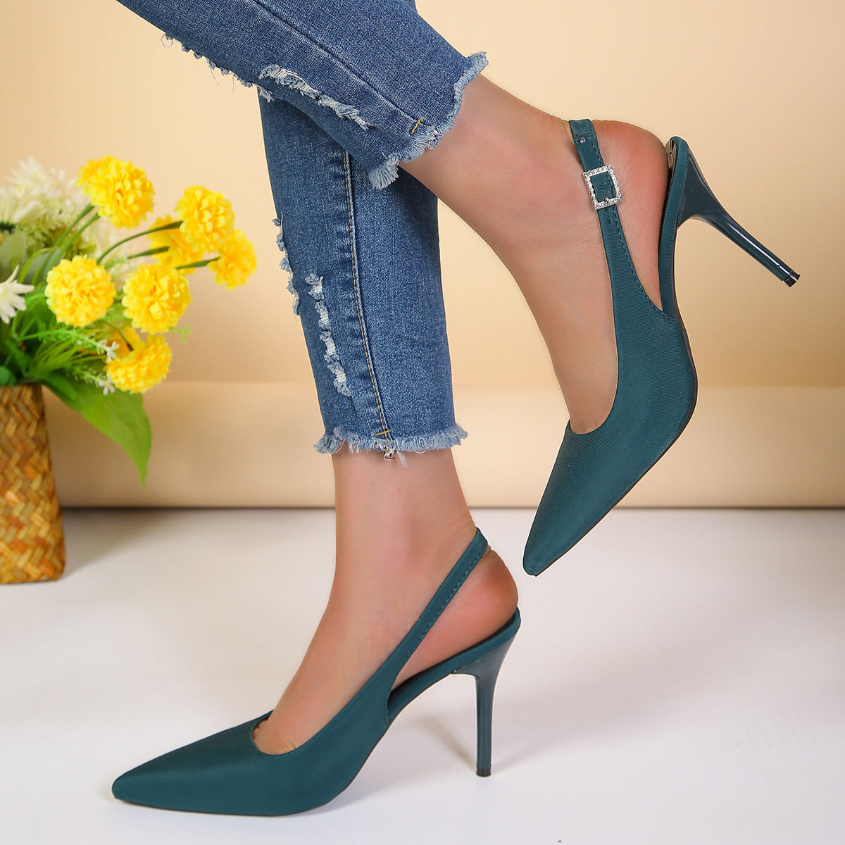 Andrea | Orthopedic Sleek Slingback Stiletto Heels with Pointed Toe