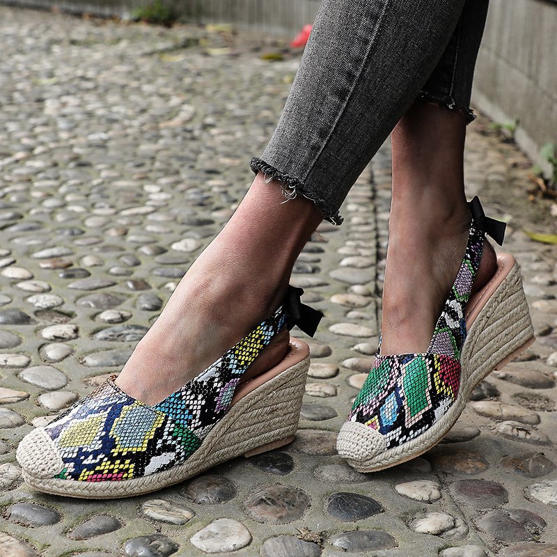 Benilde | Women’s Orthopedic Printed Espadrille Wedge Slingback Sandals