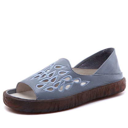 Yvette | Women’s Orthopedic Perforated Peep Toe Comfort Loafers
