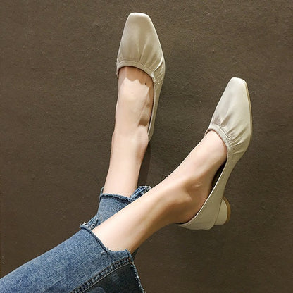 Orthopedic Low Heel Flats – Soft Leather Comfort Slip-On Dress Shoes