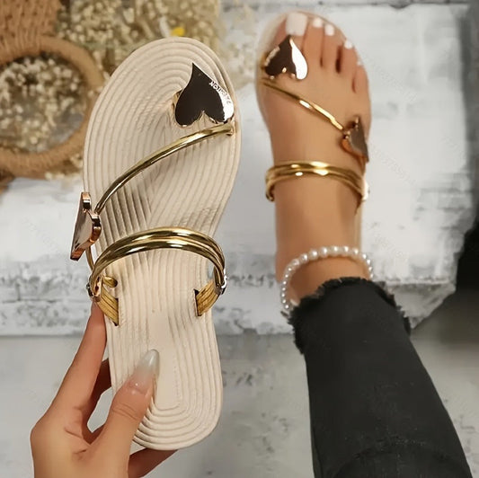 Oceane | Women’s Orthopedic Metallic Toe Ring Flat Sandals