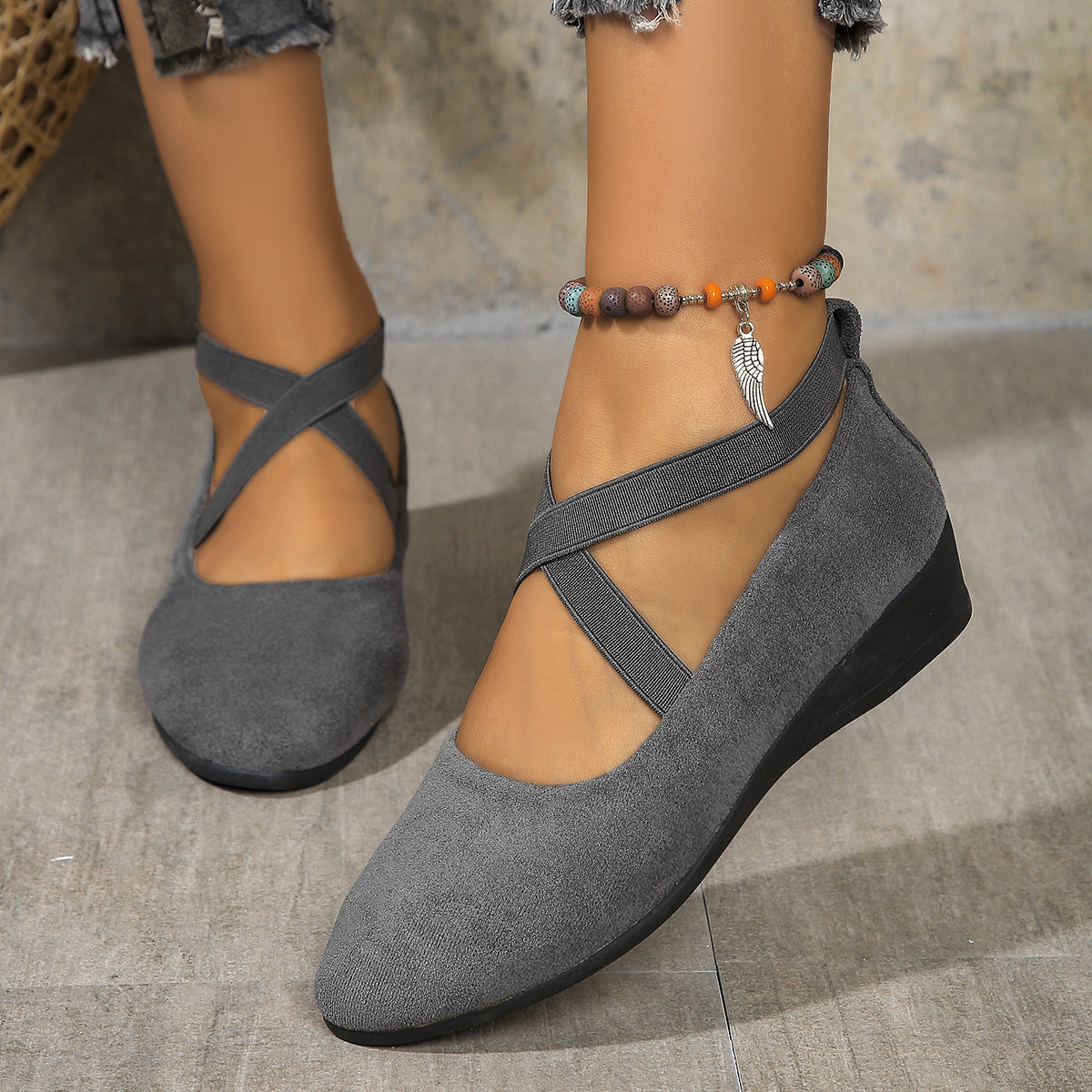 OrthoCare Cross Strap Comfort Flats – Stylish Support Everyday Shoes
