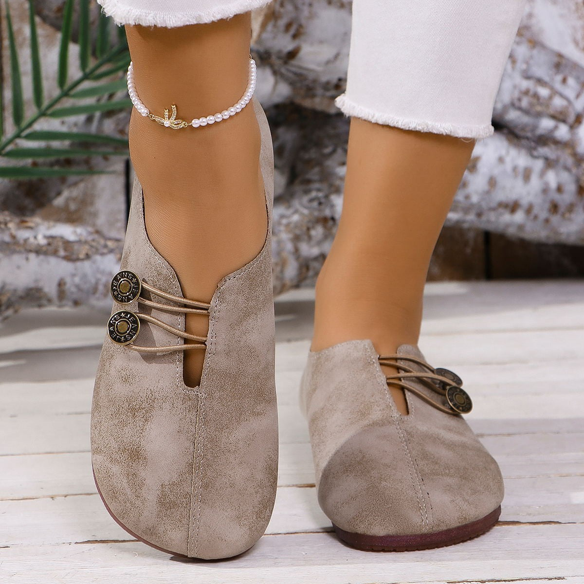 Riviera | Women’s Orthopedic Vintage Button Accent Comfort Loafers