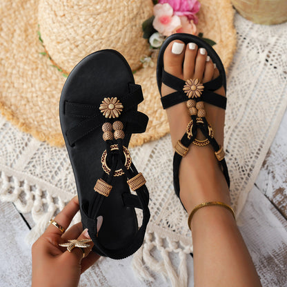 Kaiselle | Women’s Orthopedic Boho Floral T-Strap Sandals