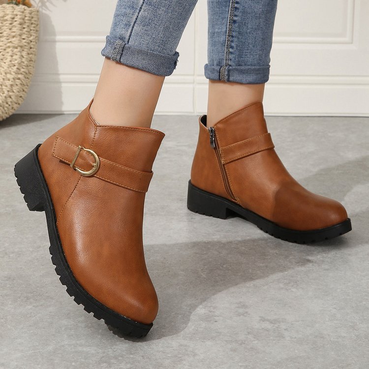 OrthoCare Leather Boots - Chunky Heel Comfort