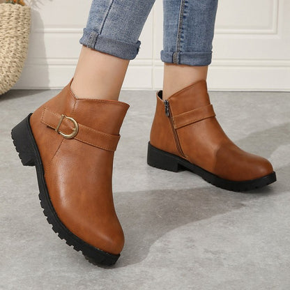 OrthoCare Leather Boots - Chunky Heel Comfort