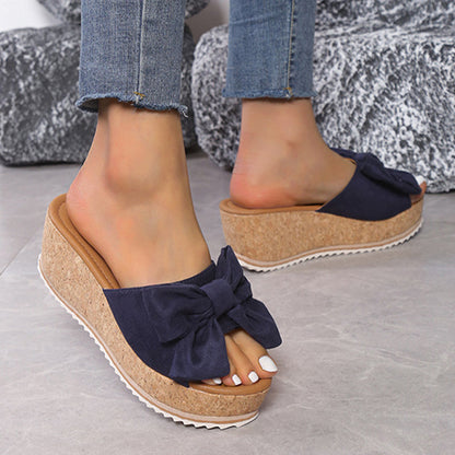 OrthoCare Wedge Slippers - Leopard Bow Comfort