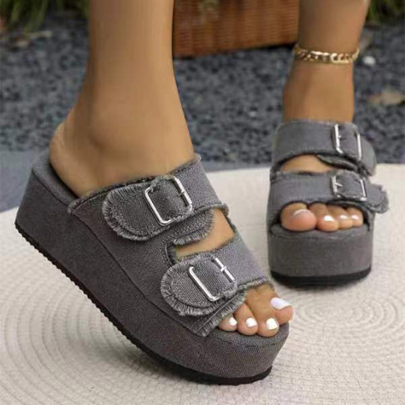 OrthoCare Double Buckle Platform Comfort Slide Sandals