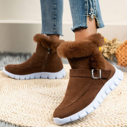 Anabelle | Orthopedic Plush Ankle Boots With Buckle Design