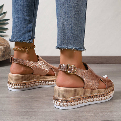 Melisande | Women’s Orthopedic Metallic Platform Slingback Sandals