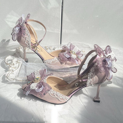 OrthoCare Butterfly Flower Rhinestone Stiletto Heel Sandals